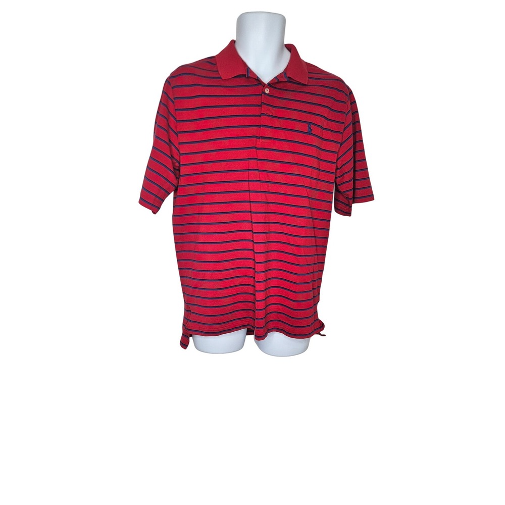 Polo Golf Ralph Lauren Striped Pima Cotton Golf Polo Shirt‎ Red Blue M